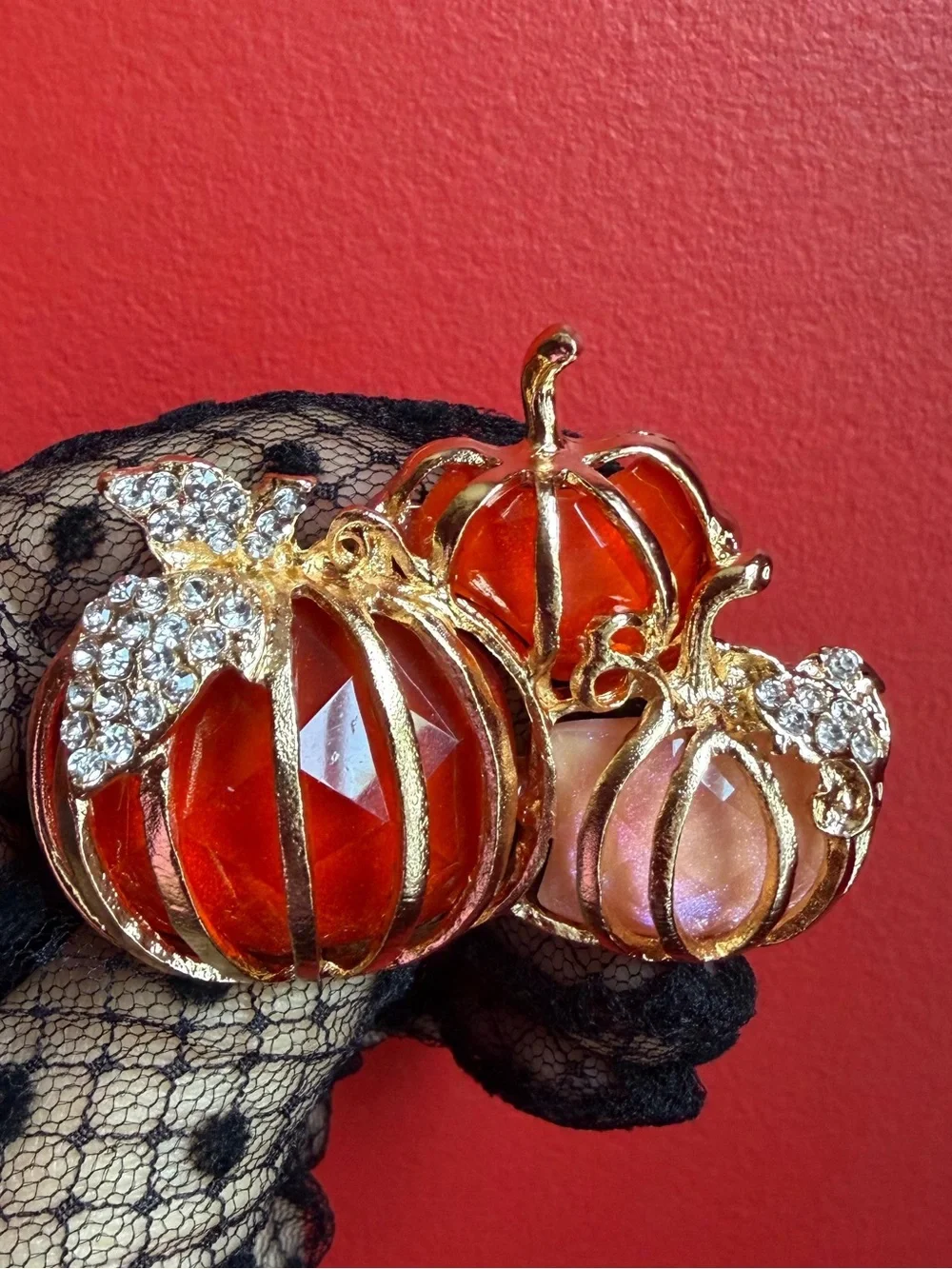Orange Pumpkin Trio Brooch - Women Jewelry